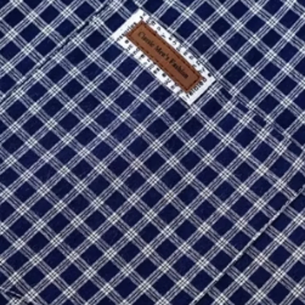 Navy Gingham Beaded Scarf Detail Pocket Shirt - Picture 4 of 4